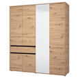DREHTÜRENSCHRANK 6-türig Schwarz, Eiche Artisan  - Schwarz/Eiche Artisan, Basics, Glas/Holzwerkstoff (182,5/210.5/54cm) - Xora