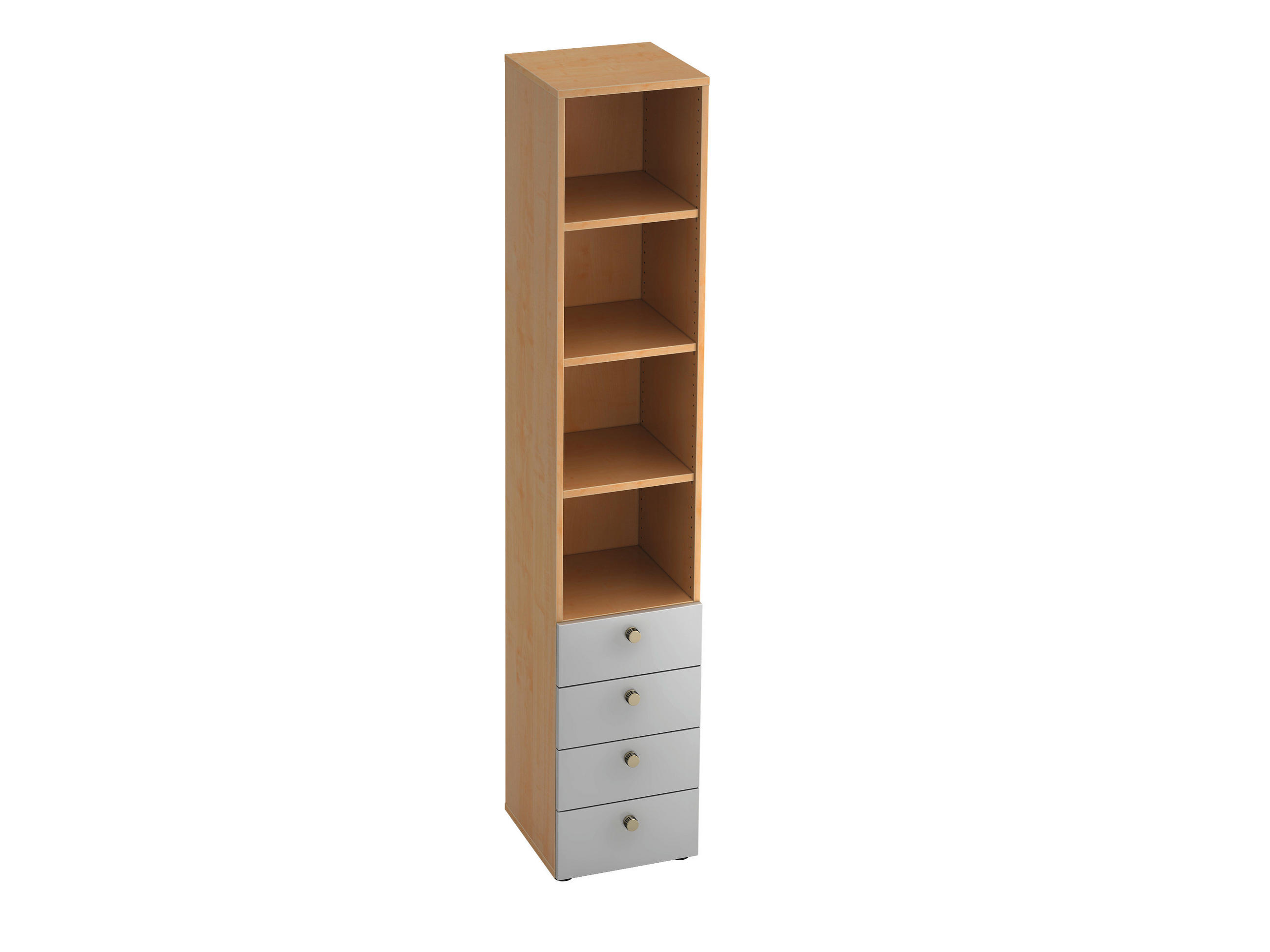 REGAL Silberfarben, Ahornfarben  - Silberfarben/Ahornfarben, KONVENTIONELL, Holzwerkstoff/Metall (40/215,6/42cm) - Venda