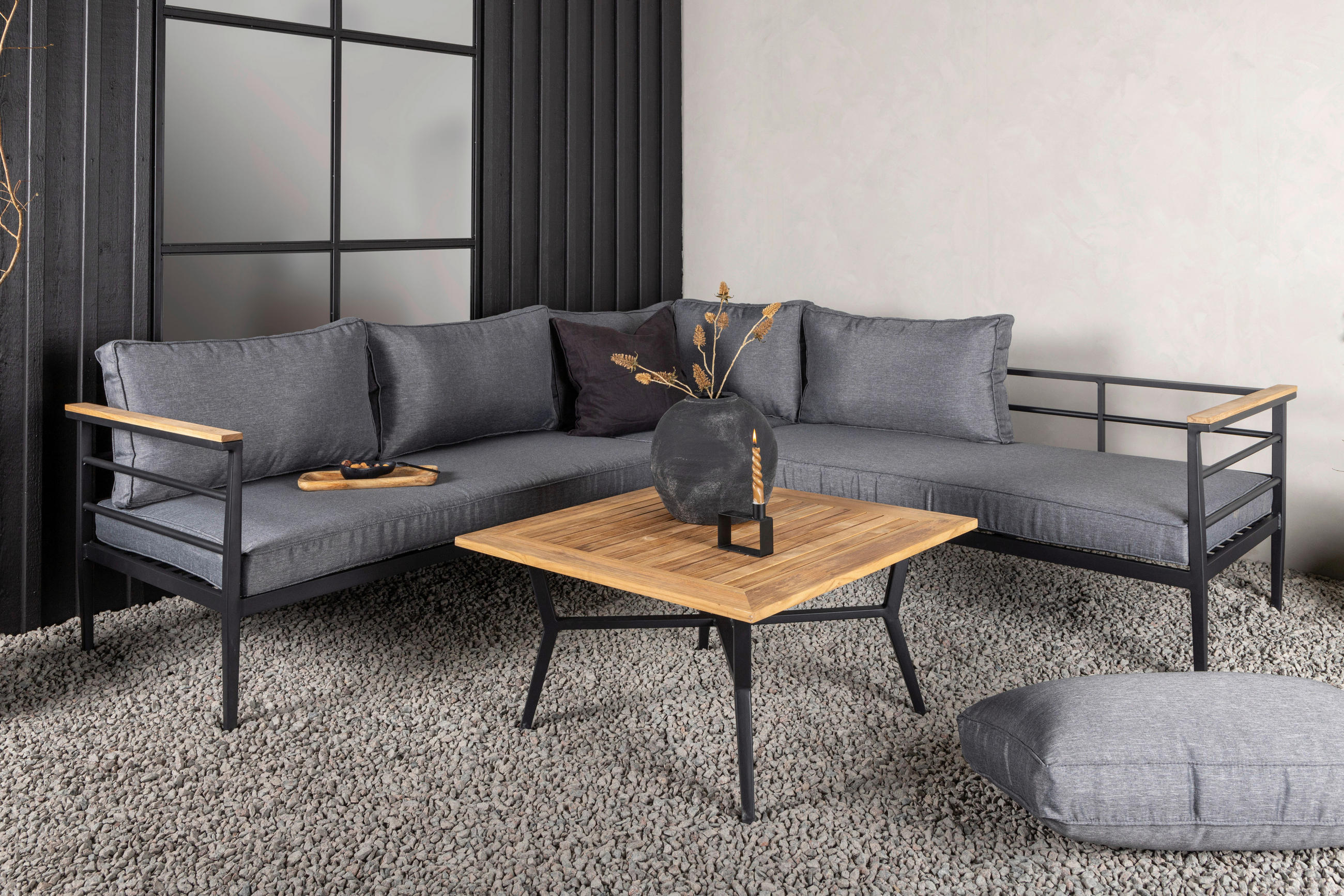 LOUNGEGRUPP 2 delar  - grå/svart, Basics, metall/trä (152/152/76cm)