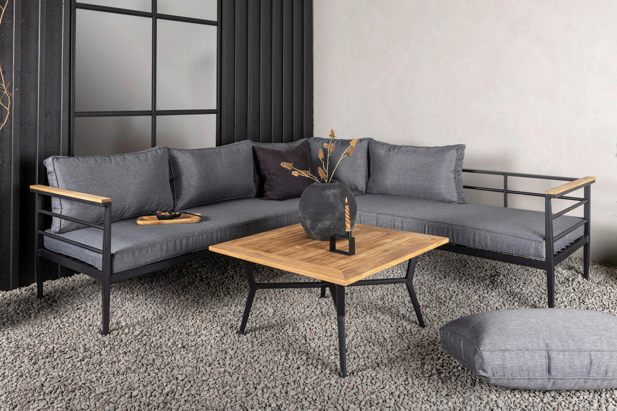 LOUNGEGRUPP 2 delar  - grå/svart, Basics, metall/trä (152/152/76cm)
