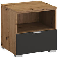 NACHTTISCH 40/42/42 cm  in Graphitfarben, Eiche Artisan  - Alufarben/Graphitfarben, Trend, Holzwerkstoff/Metall (40/42/42cm) - Stylife