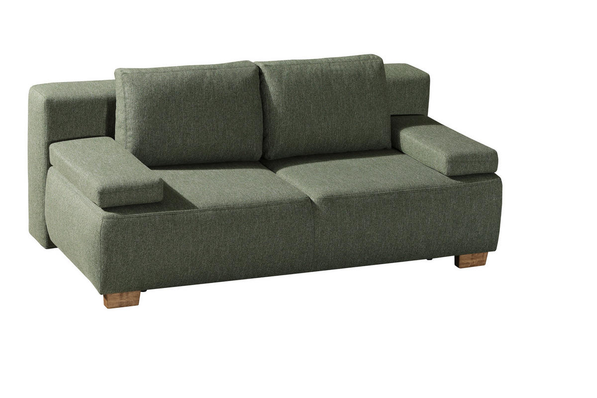 BOXSPRINGSOFA in Grün  - Naturfarben/Grün, Modern, Holz/Textil (205/93/108cm) - Novel