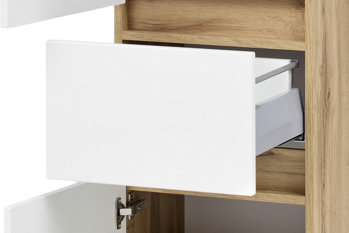 HOCHSCHRANK 40/180/35 cm  - Eichefarben/Silberfarben, KONVENTIONELL, Holzwerkstoff/Kunststoff (40/180/35cm) - Held