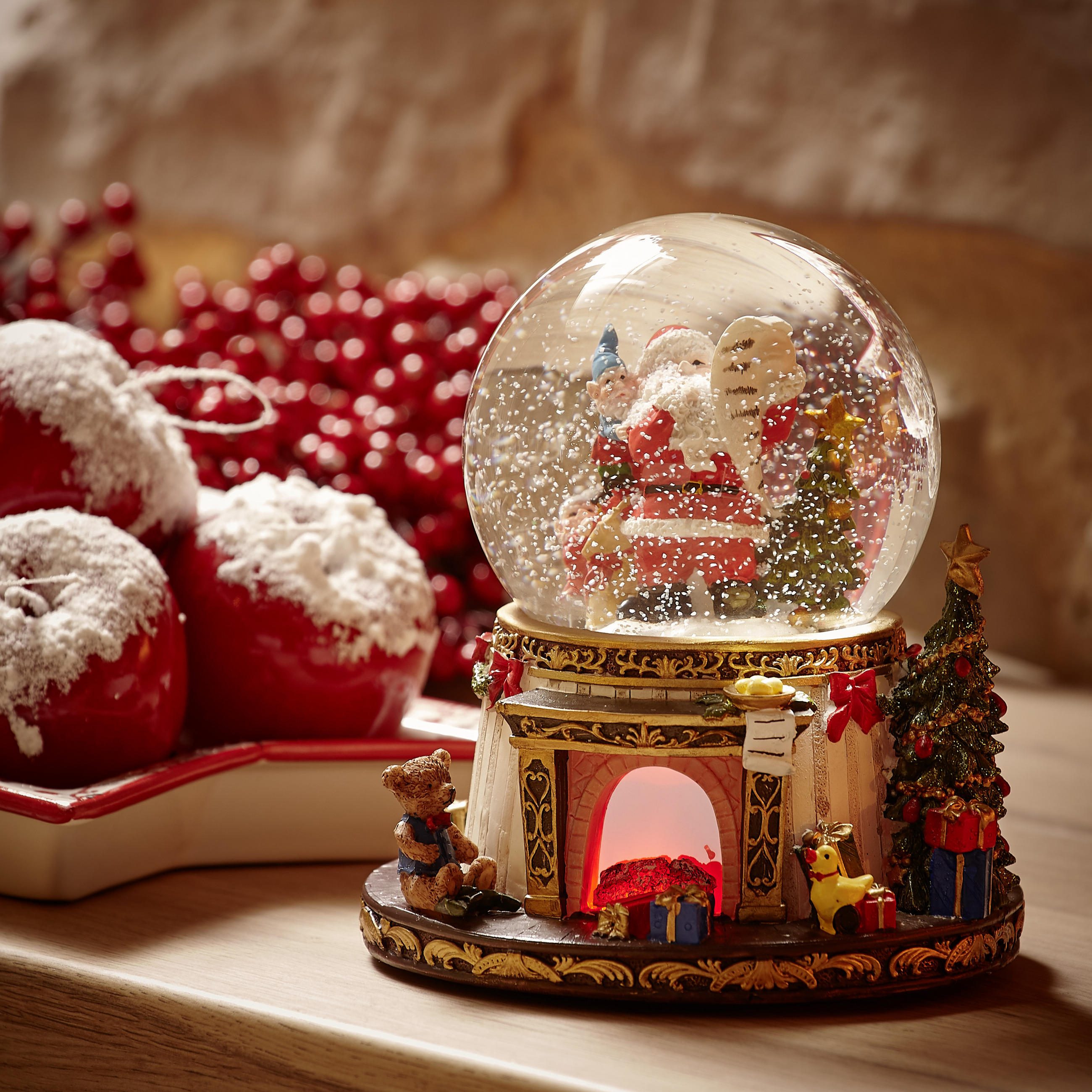 SCHNEEKUGEL - Rot/Schwarz, Trend, Glas/Kunststoff (16/19cm) - X-Mas