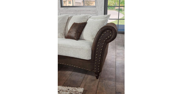 MEGASOFA in Mikrofaser Braun, Beige  - Beige/Dunkelbraun, ROMANTIK / LANDHAUS, Holz/Textil (273/50/79/125cm) - Landscape