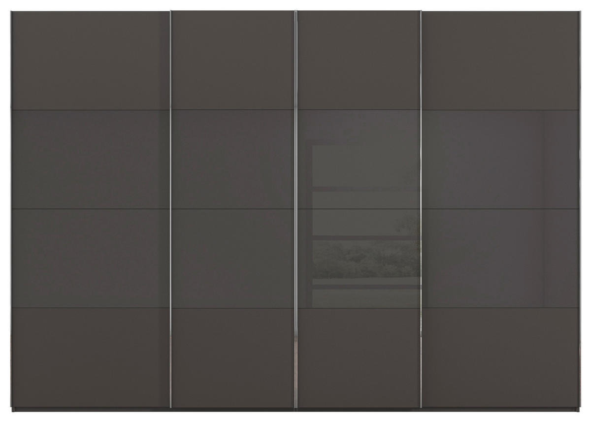 SCHWEBETÜRENSCHRANK 316/235/68 cm 4-türig Graphitfarben, Schwarz  - Chromfarben/Graphitfarben, KONVENTIONELL, Glas/Holzwerkstoff (316/235/68cm) - Novel