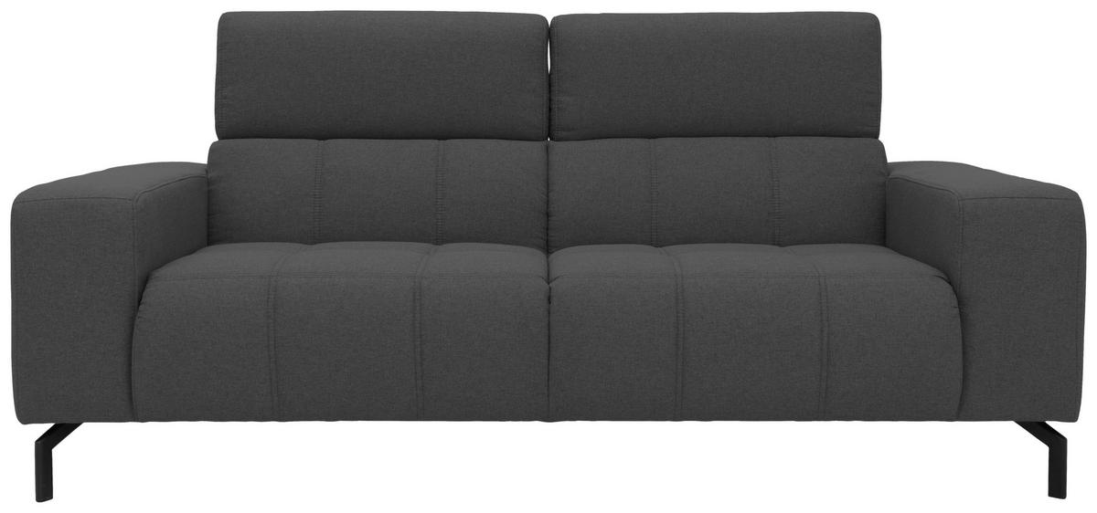 2-SITZER-SOFA Webstoff Grau  - Schwarz/Grau, Design, Textil/Metall (208/79/104cm) - MID.YOU