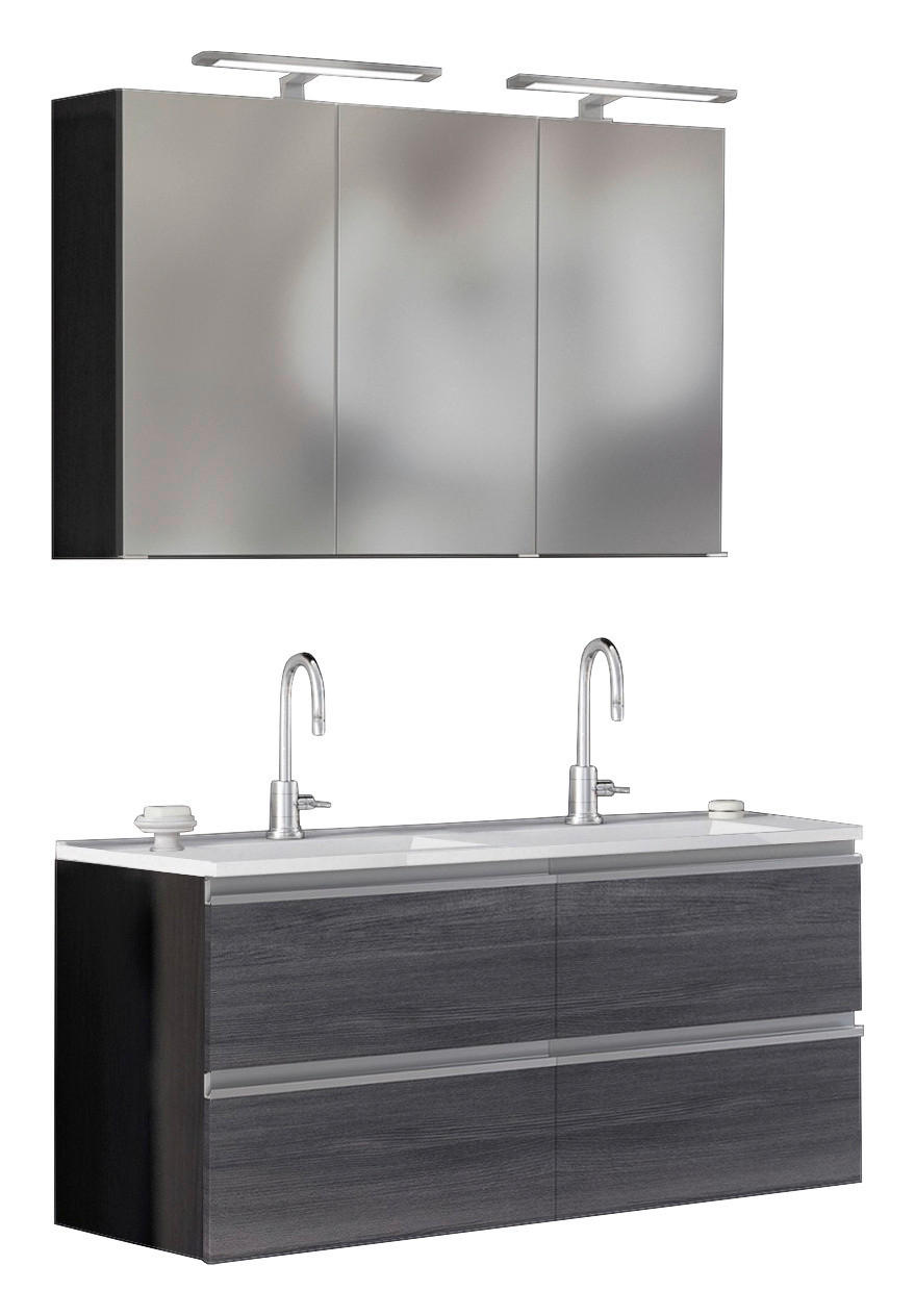 BADEZIMMER  in 120 cm  - Eichefarben/Silberfarben, Basics, Holzwerkstoff/Stein (120cm) - Held