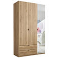 DREHTÜRENSCHRANK 135,4/225,5/57 cm 3-türig Eichefarben  - Eichefarben/Schwarz, MODERN, Glas/Holzwerkstoff (135,4/225,5/57cm) - Xora