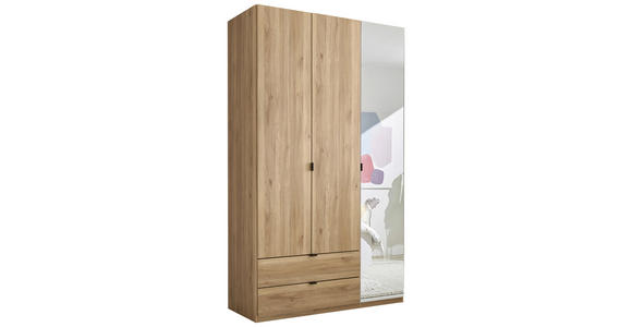 DREHTÜRENSCHRANK 135,4/225,5/57 cm 3-türig Eichefarben - Eichefarben/Schwarz, MODERN, Glas/Holzwerkstoff (135,4/225,5/57cm) - Xora