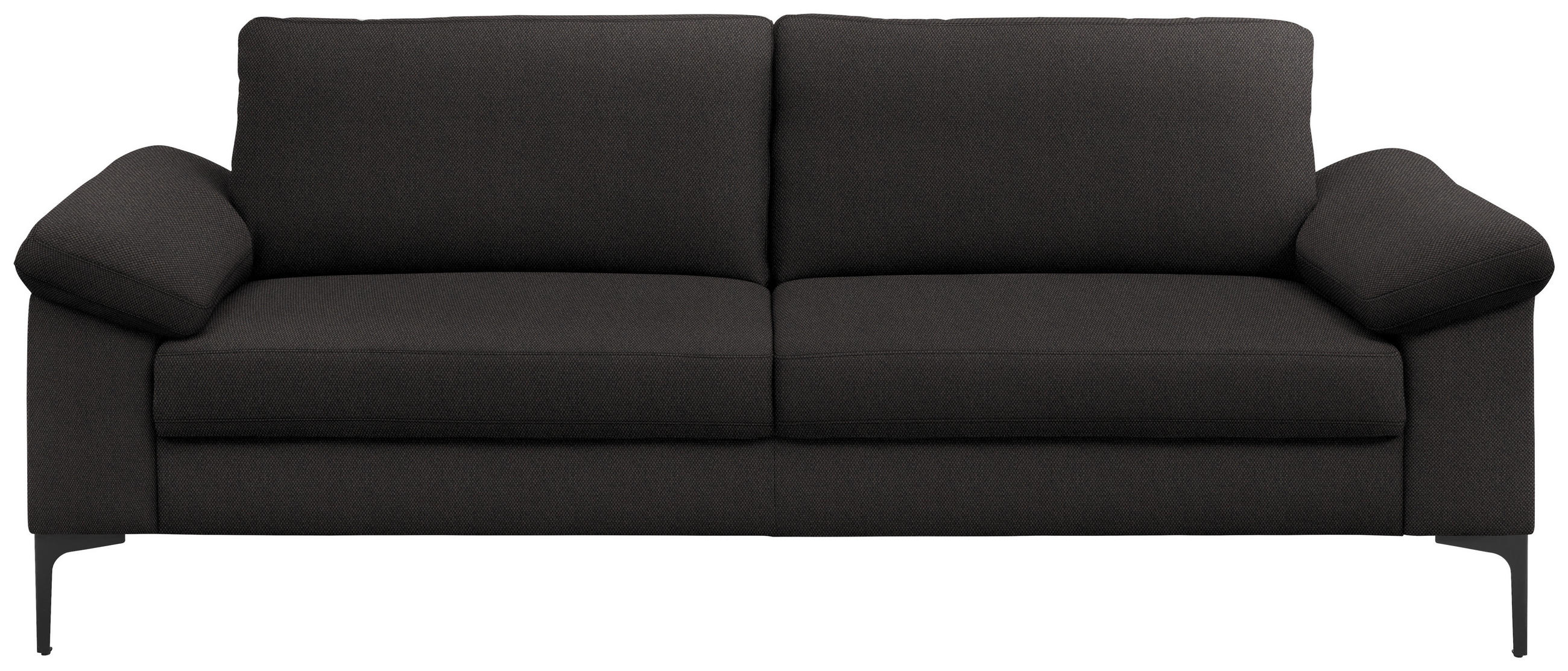 3-SITZER-SOFA in Flachgewebe Dunkelbraun  - Dunkelbraun/Schwarz, Design, Textil/Metall (226/89/97cm) - Pure Home Lifestyle