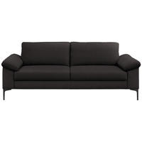3-SITZER-SOFA in Flachgewebe Dunkelbraun  - Dunkelbraun/Schwarz, Design, Textil/Metall (226/89/97cm) - Pure Home Lifestyle