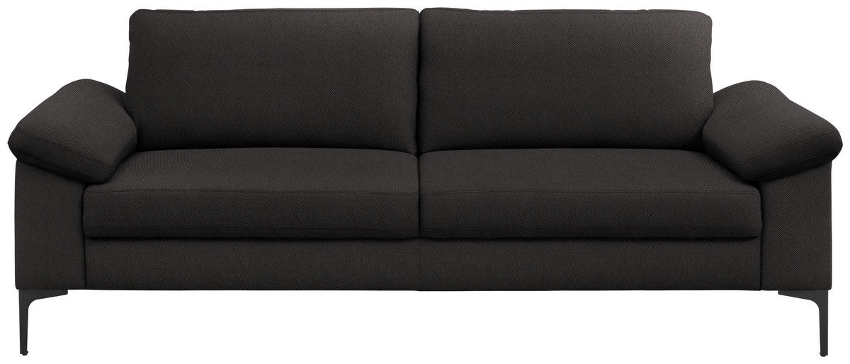 3-SITZER-SOFA in Flachgewebe Dunkelbraun  - Dunkelbraun/Schwarz, Design, Textil/Metall (226/89/97cm) - Pure Home Lifestyle