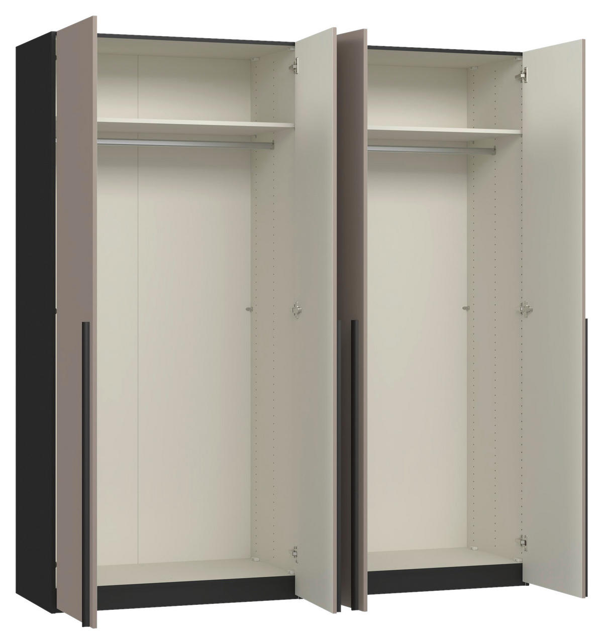 DREHTÜRENSCHRANK 203/220/59 cm,  in Hellbraun, 4-türig  - Hellbraun/Schwarz, Design, Holzwerkstoff/Metall (203/220/59cm) - Jutzler