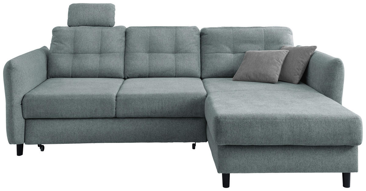 ECKSOFA in Chenille Blau  - Mintgrau/Blau, MODERN, Holz/Textil (250-280/176cm) - Livetastic