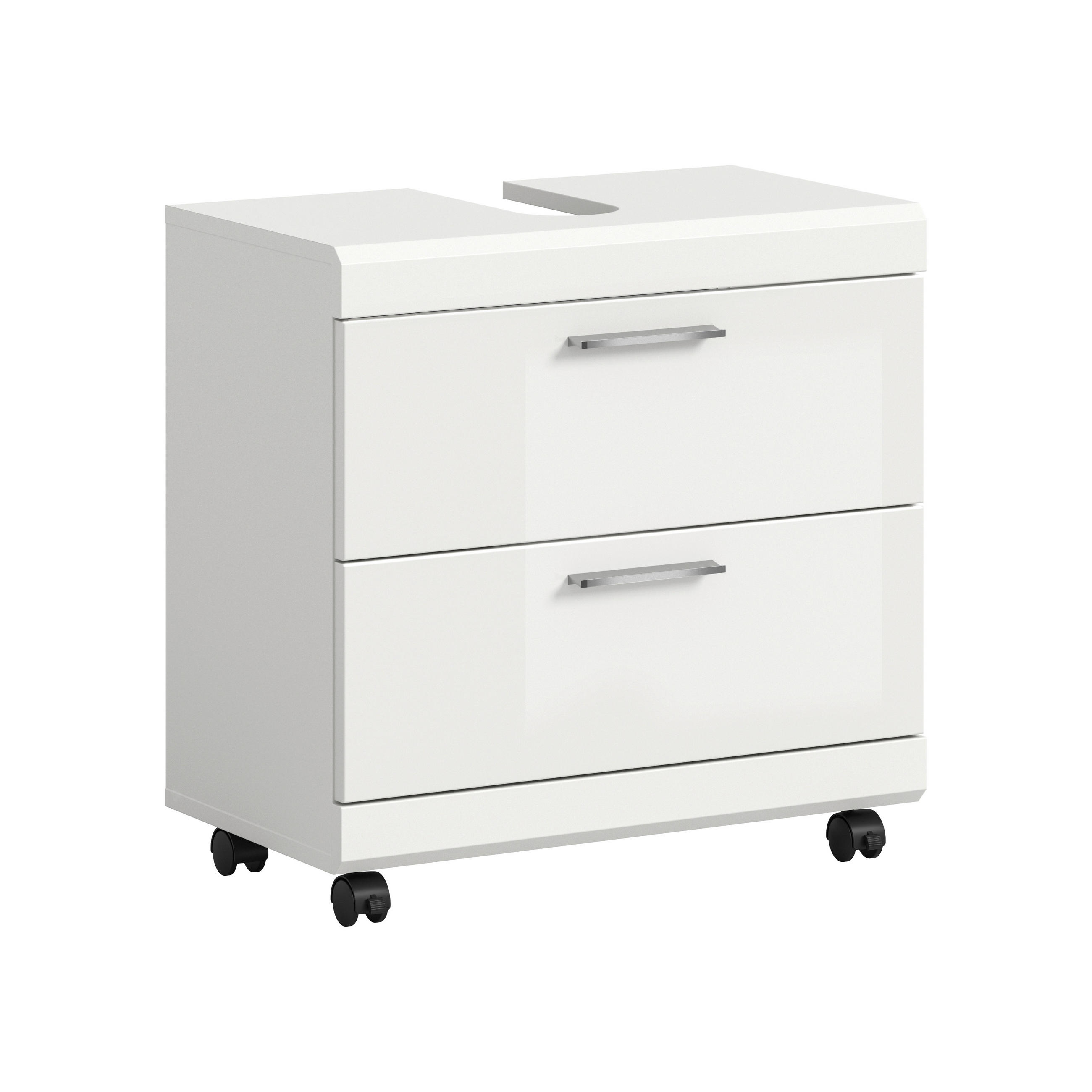 WASCHBECKENUNTERSCHRANK  - Weiß Hochglanz/Silberfarben, Trend, Holzwerkstoff/Kunststoff (60cm) - MID.YOU