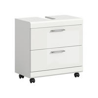 WASCHBECKENUNTERSCHRANK  - Weiß Hochglanz/Silberfarben, Trend, Holzwerkstoff/Kunststoff (60cm) - MID.YOU