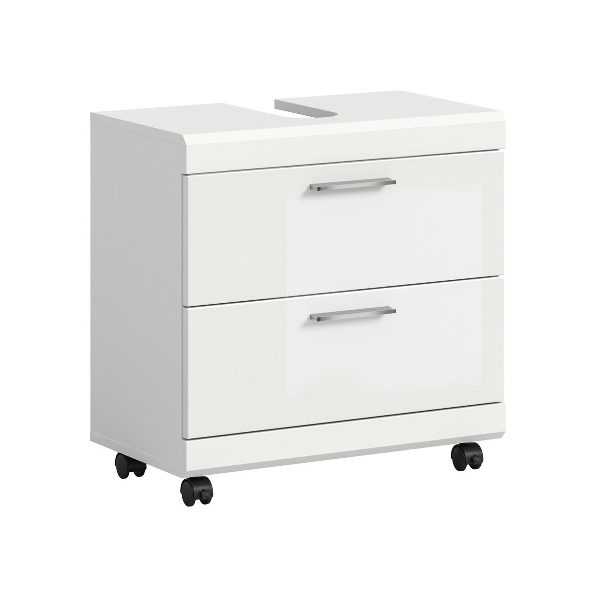 WASCHBECKENUNTERSCHRANK  - Weiß Hochglanz/Silberfarben, Trend, Holzwerkstoff/Kunststoff (60cm) - MID.YOU