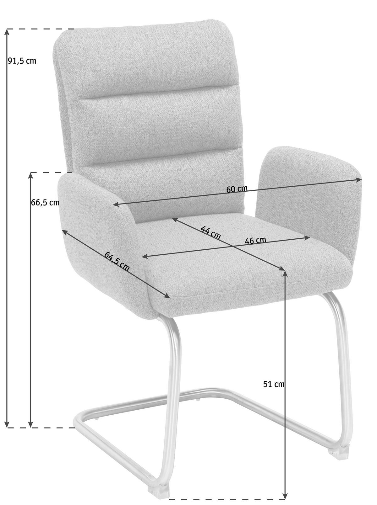 ŽIDLE S PODRUČKAMI, nerezová ocel, tkaná látka, šedá, barvy nerez oceli - šedá/barvy nerez oceli, Design, kov/textil (60/91,5/64,5cm) - Novel
