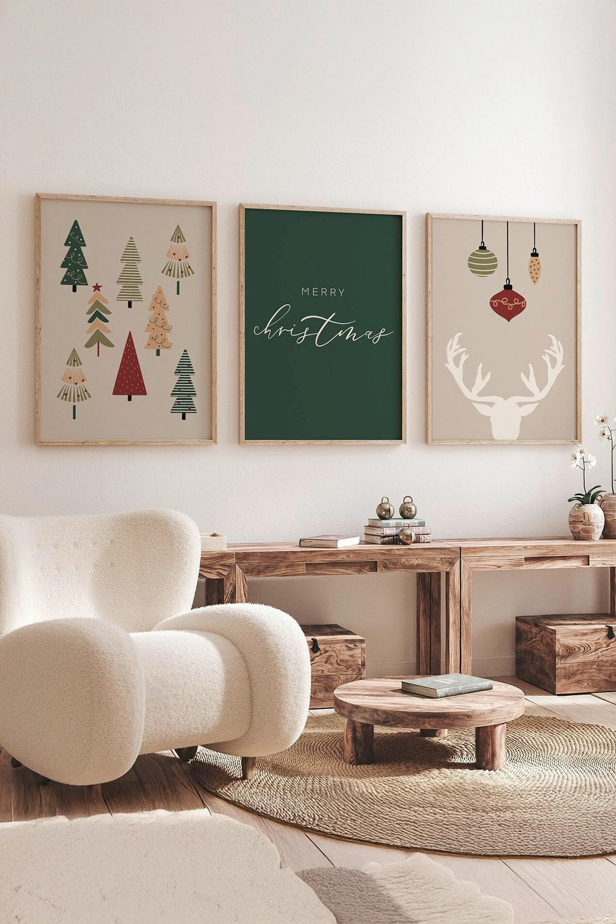 BILDERSET 3-teilig Multicolor 33/48 cm  - Multicolor, Basics, Holz (33/48cm) - X-Mas