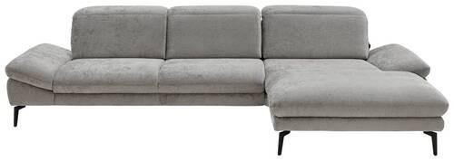 ECKSOFA in Chenille Grau  - Schwarz/Grau, Design, Textil/Metall (319/188cm) - Beldomo System