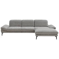 ECKSOFA in Chenille Grau  - Schwarz/Grau, Design, Textil/Metall (319/188cm) - Beldomo System