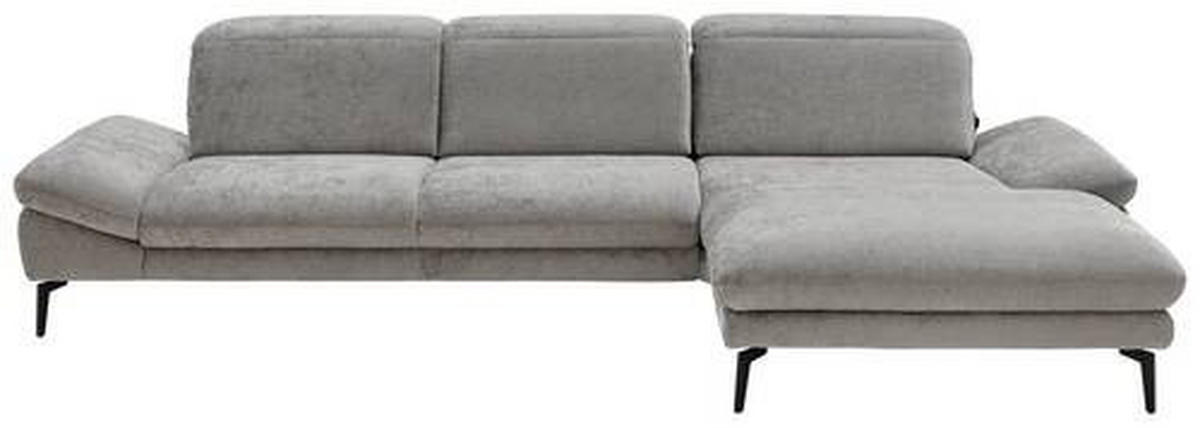 ECKSOFA in Chenille Grau  - Schwarz/Grau, Design, Textil/Metall (319/188cm) - Beldomo System