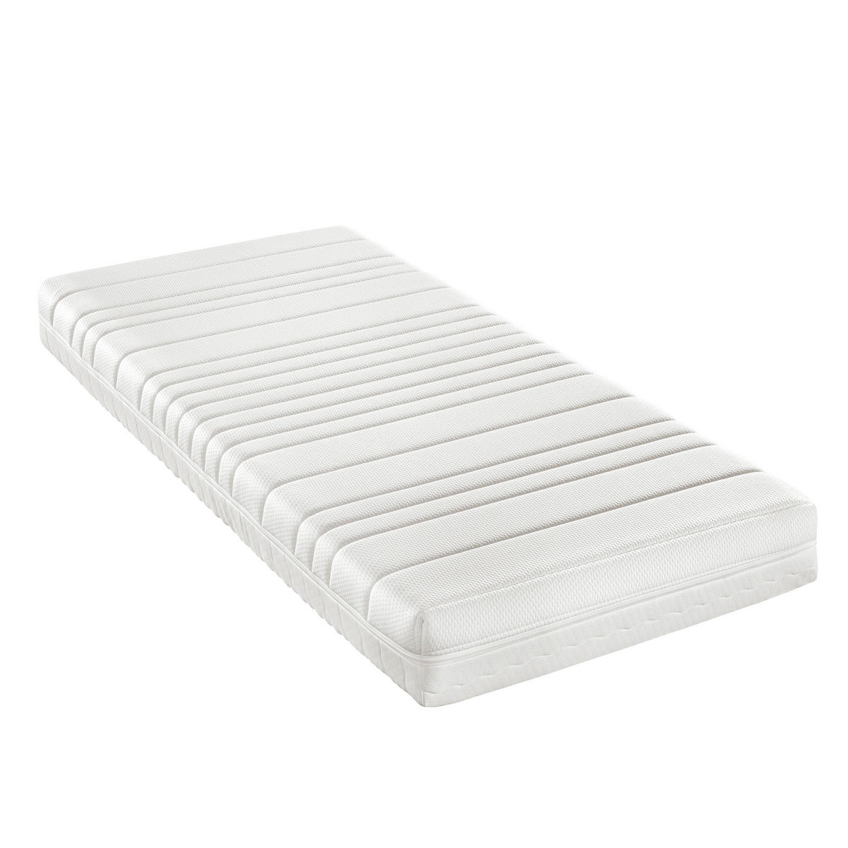 KALTSCHAUMMATRATZE 90/190 cm, Höhe ca.: 18 cm, H3 = fest, 7-Zonen - Weiß, Basics, Textil (90/190cm) - Sleeptex