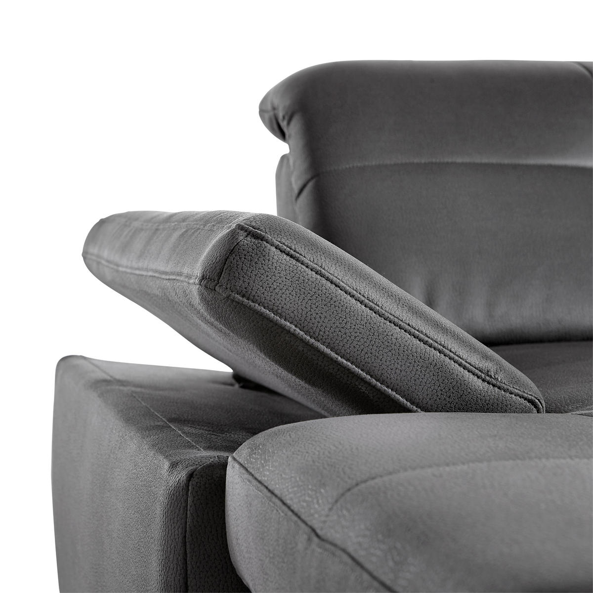 WOHNLANDSCHAFT in Mikrofaser Grau  - Chromfarben/Grau, Design (195/371/260cm) - Beldomo Style