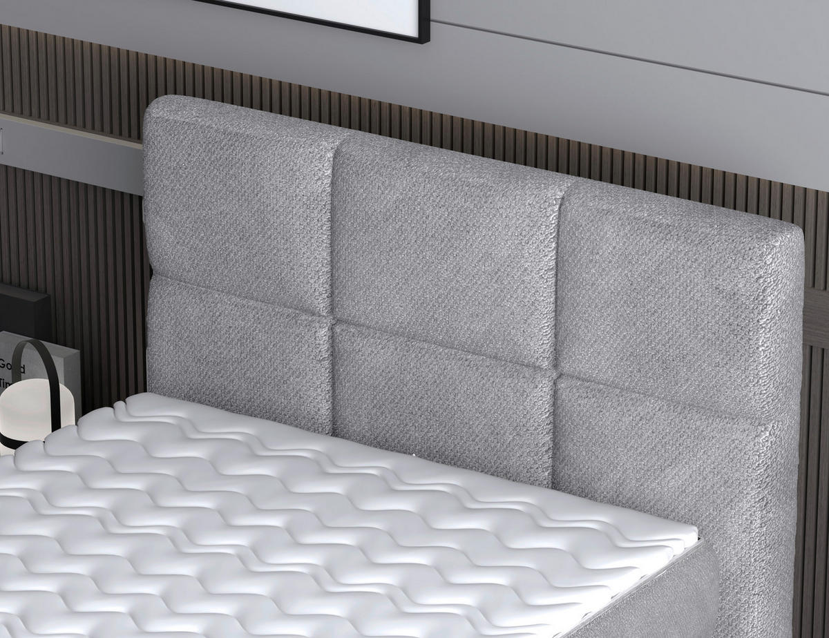 BOXSPRINGBETT 120/200 cm,  in Grau, Matratze, Topper, motorische Verstellbarkeit, Fernbedienung, H2 = mittel  - Schwarz/Grau, KONVENTIONELL, Holz/Kunststoff (120/200cm) - Chameo