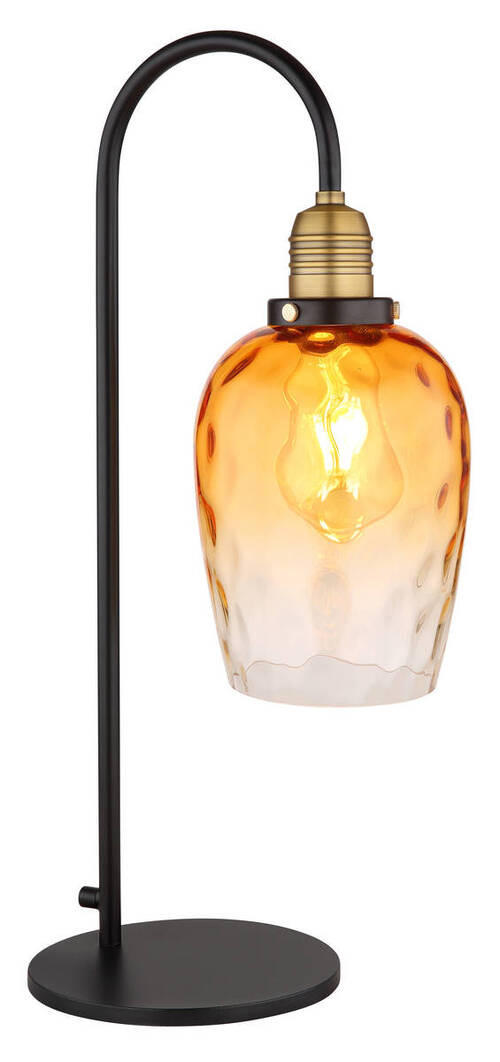 TISCHLEUCHTE - Messingfarben/Schwarz, Basics, Glas/Metall (24,5/18/55cm) - Globo