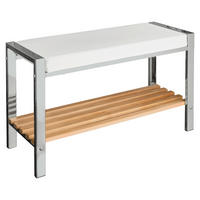 BADHOCKER - Chromfarben/Weiß, Basics, Holz/Textil (80/48/31cm)