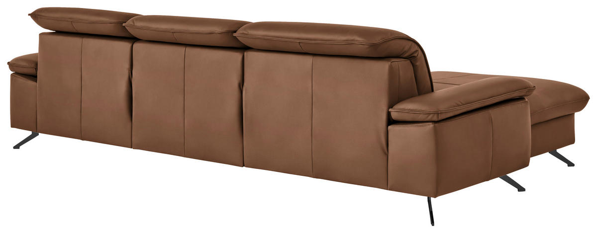 ECKSOFA  Echtleder Beigebraun  - Beigebraun/Schwarz, Design, Leder/Metall (169/307cm) - Beldomo Premium