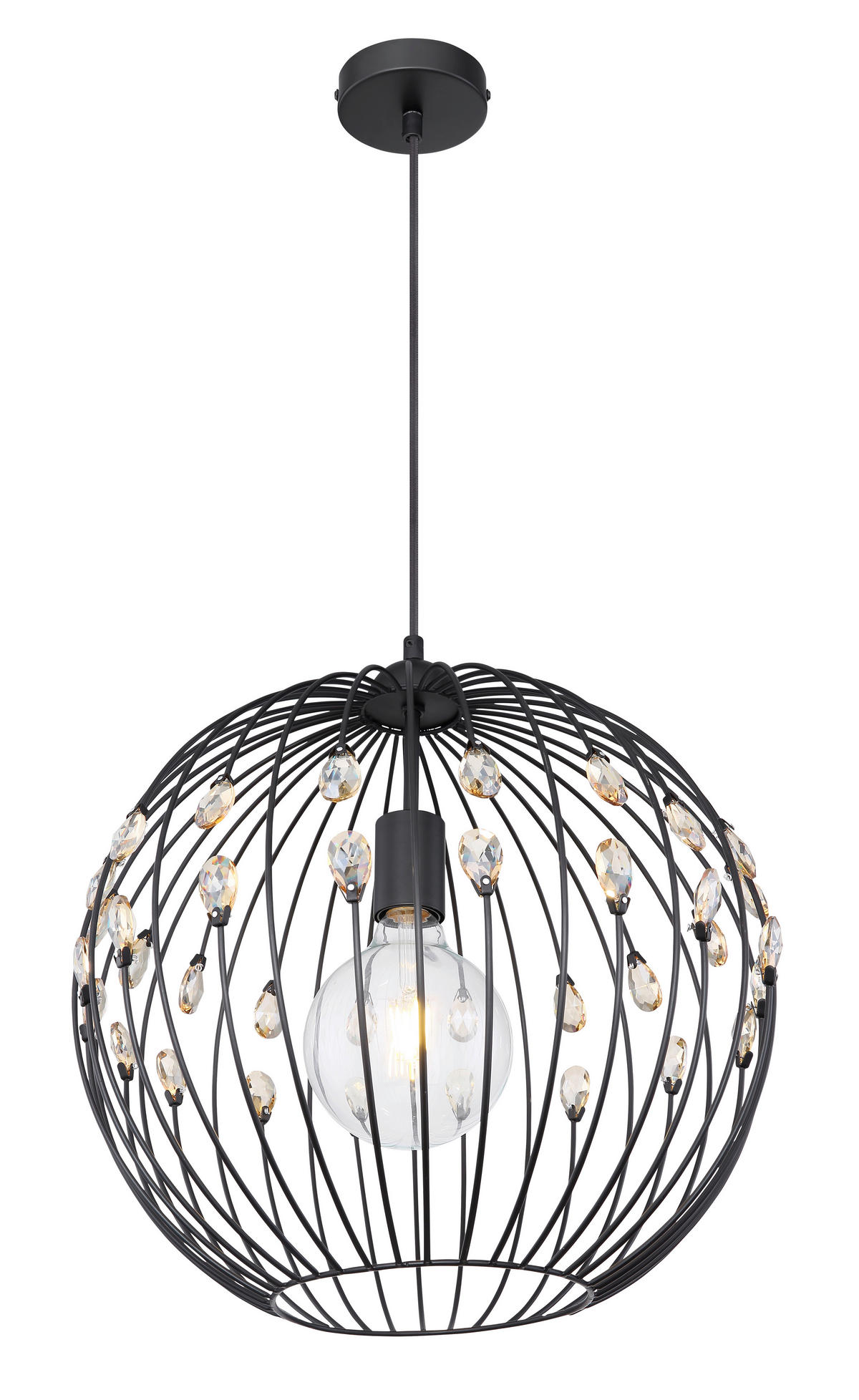 HÄNGELEUCHTE 40/120 cm   - Schwarz, Basics, Glas/Metall (40/120cm) - Globo