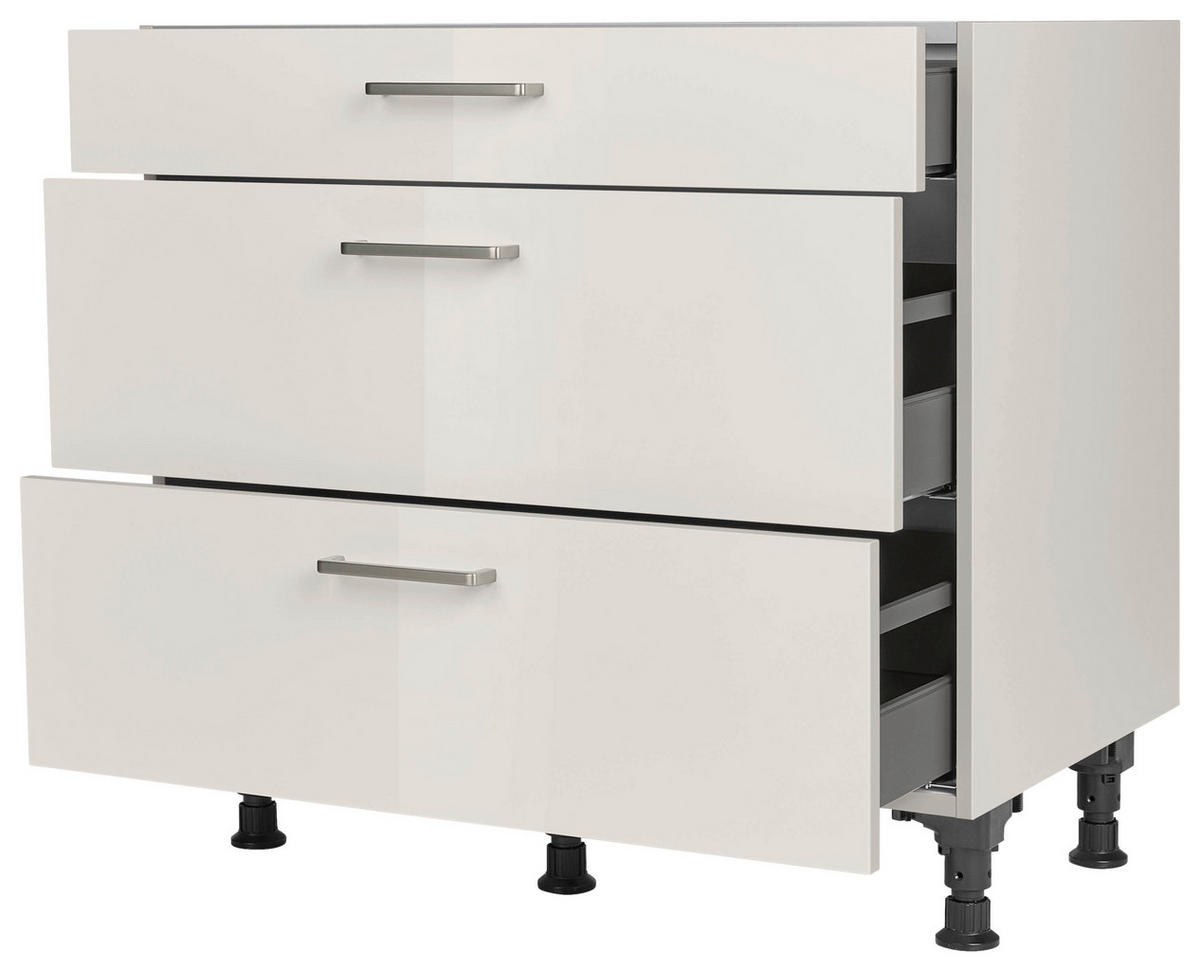 SCHUBKASTENUNTERSCHRANK 90/87/56 cm  in Hellgrau  - Edelstahlfarben/Hellgrau, MODERN, Holzwerkstoff/Metall (90/87/56cm) - Nobilia