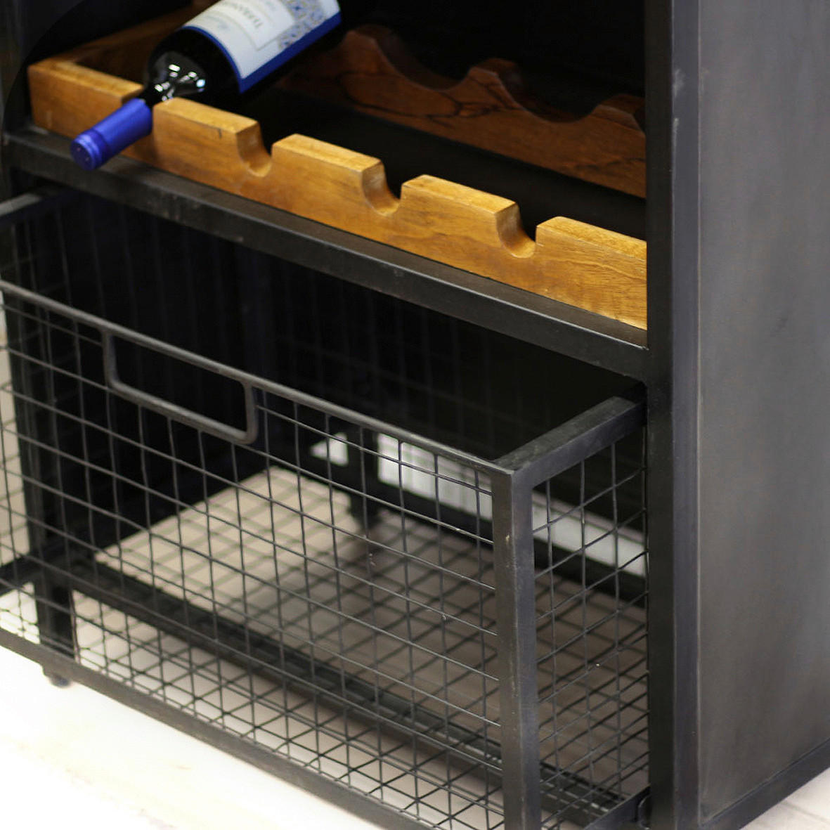 BARSCHRANK Mangoholz massiv Braun, Naturfarben, Schwarz  - Schwarz/Braun, LIFESTYLE, Holz/Metall (72/183/42cm) - MID.YOU