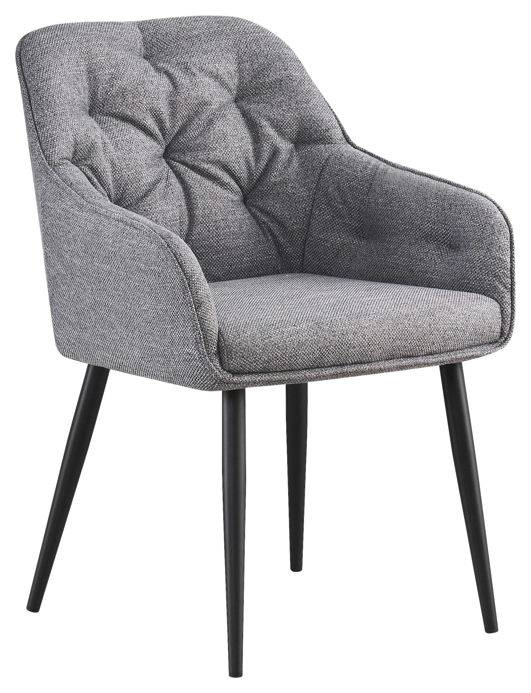 ARMLEHNSTUHL  in Eisen Webstoff  - Schwarz/Grau, Design, Textil/Metall (56/82/61,5cm) - Novel