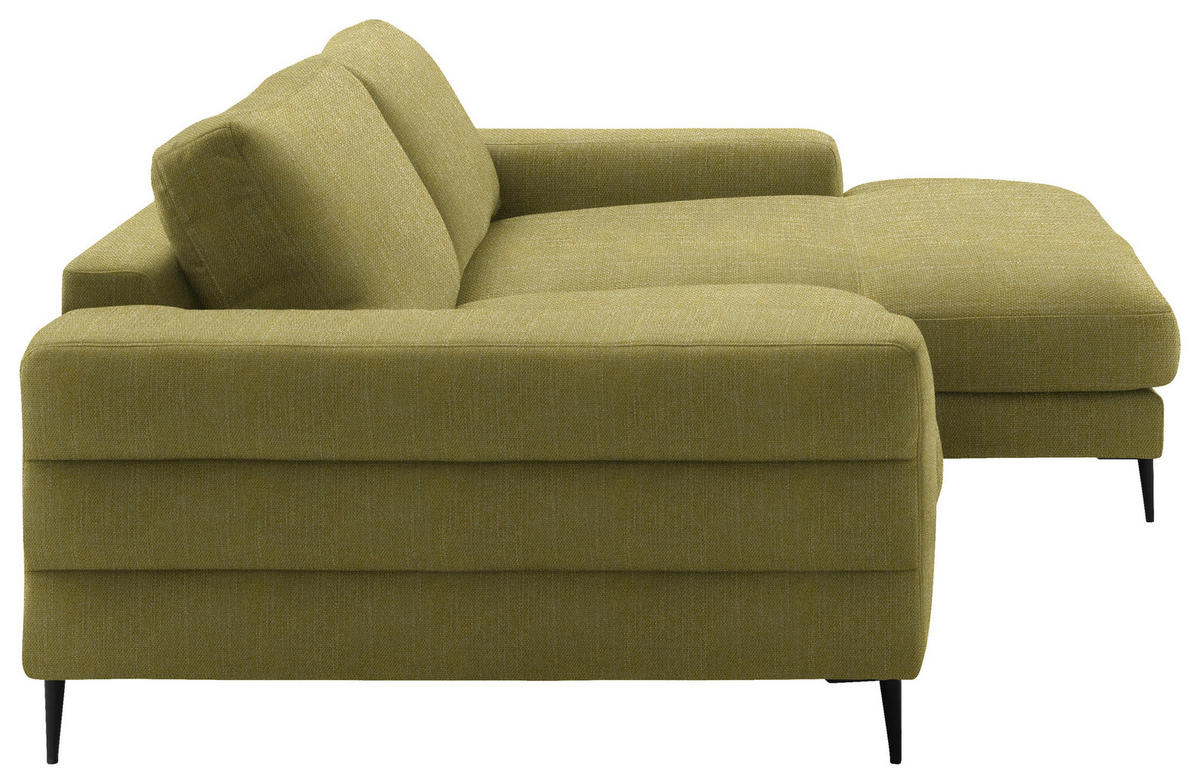 ECKSOFA in Flachgewebe Hellgrün  253/177 cm  - Schwarz/Hellgrün, Design, Textil/Metall (253/177cm) - Dieter Knoll