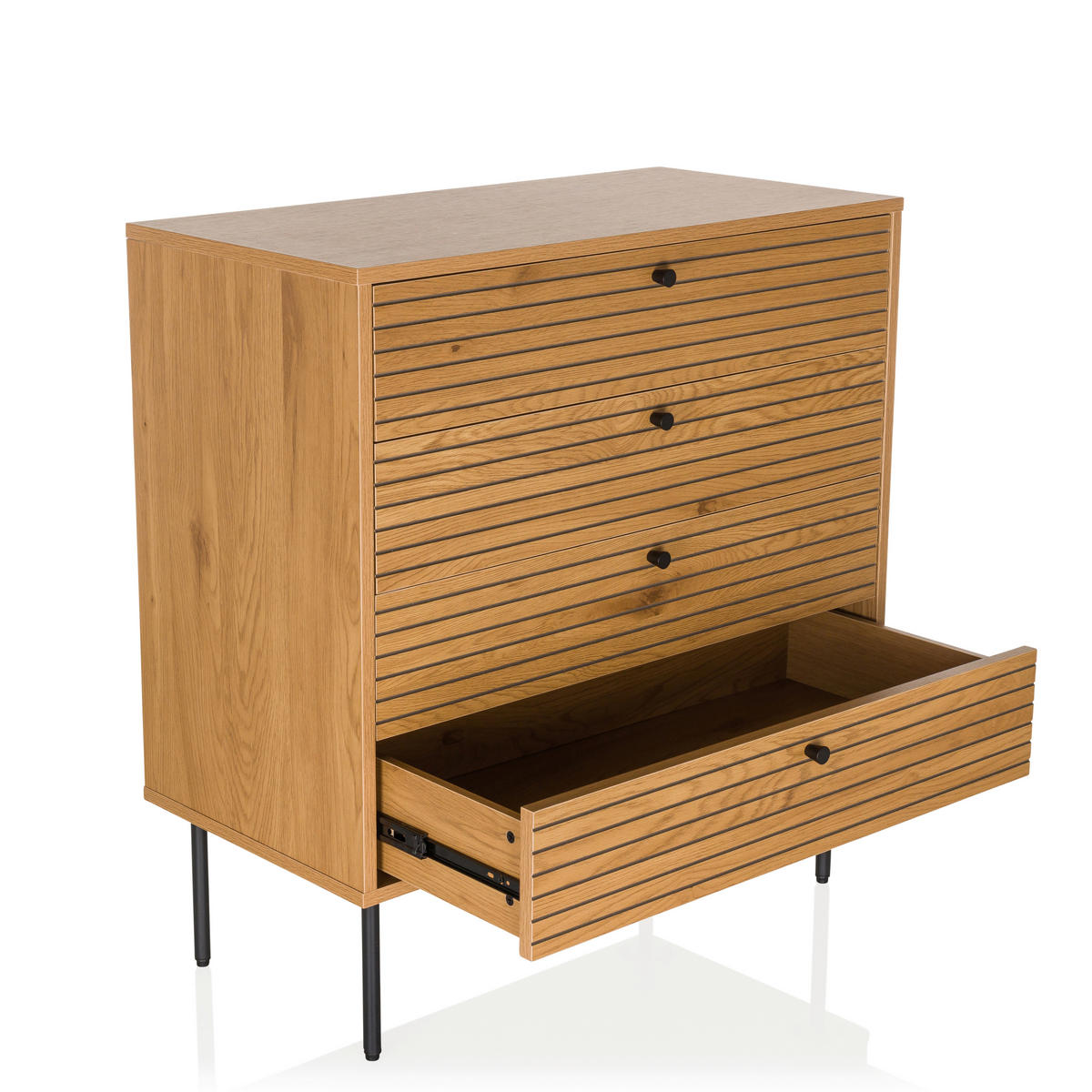 KOMMODE  in 80/85/40 cm  - Eichefarben/Schwarz, MODERN, Holzwerkstoff/Metall (80/85/40cm) - MID.YOU