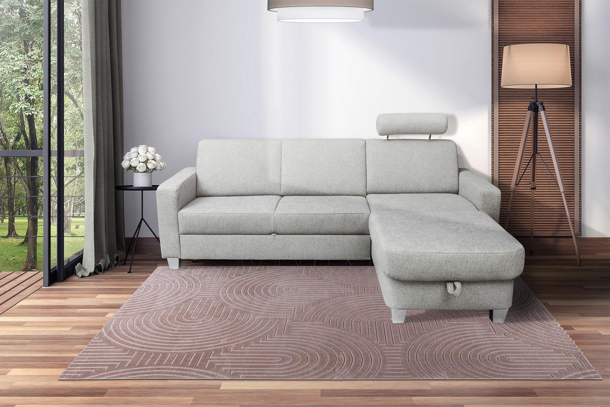 SAROKKANAPÉ textil szürke  - króm/szürke, Basics, textil (228/165cm) - Xora