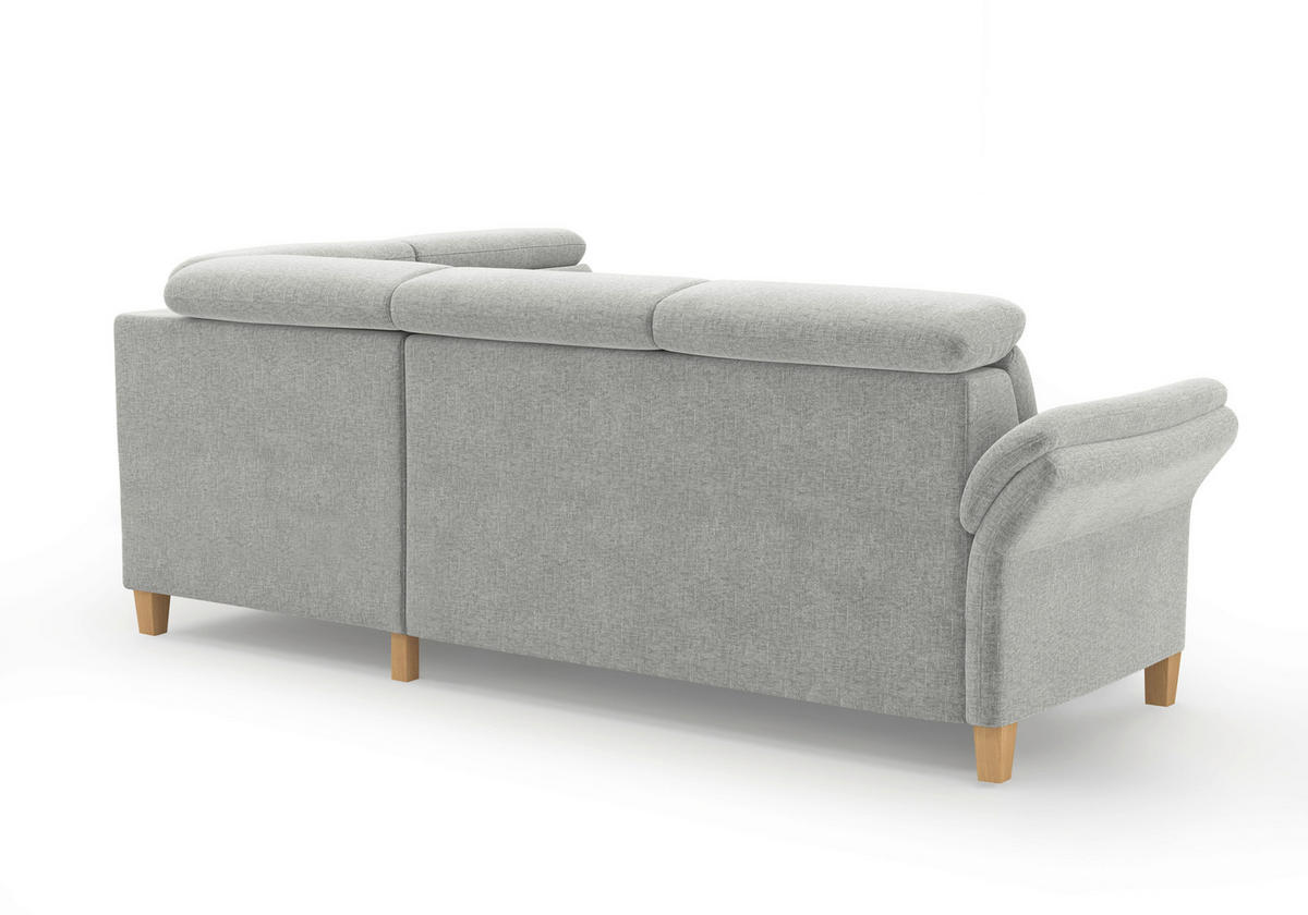 ECKSOFA GLENDALE E Hellgrau Flachgewebe  - Eichefarben/Hellgrau, KONVENTIONELL, Holz/Textil (247/193cm) - Sit & More