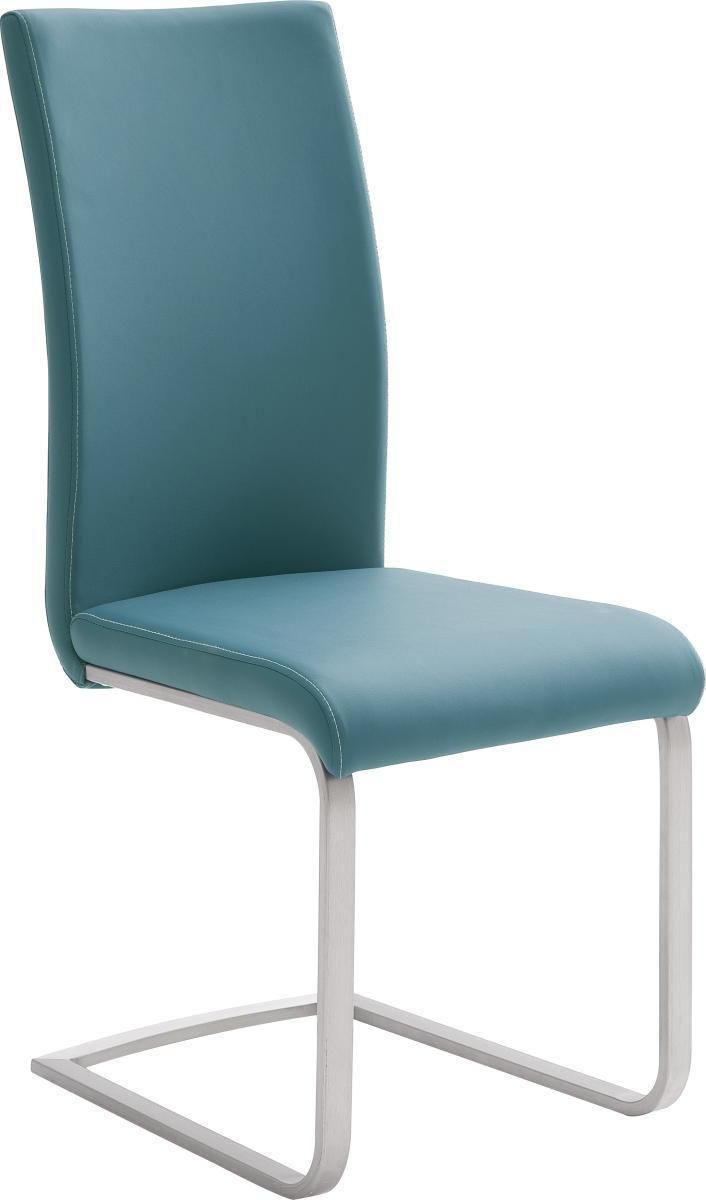 SCHWINGSTUHL  in Edelstahl Lederlook  - Edelstahlfarben/Petrol, Design, Textil/Metall (42/102/58cm) - Novel
