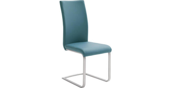 SCHWINGSTUHL in Edelstahl Lederlook - Edelstahlfarben/Petrol, Design, Textil/Metall (42/102/58cm) - Novel