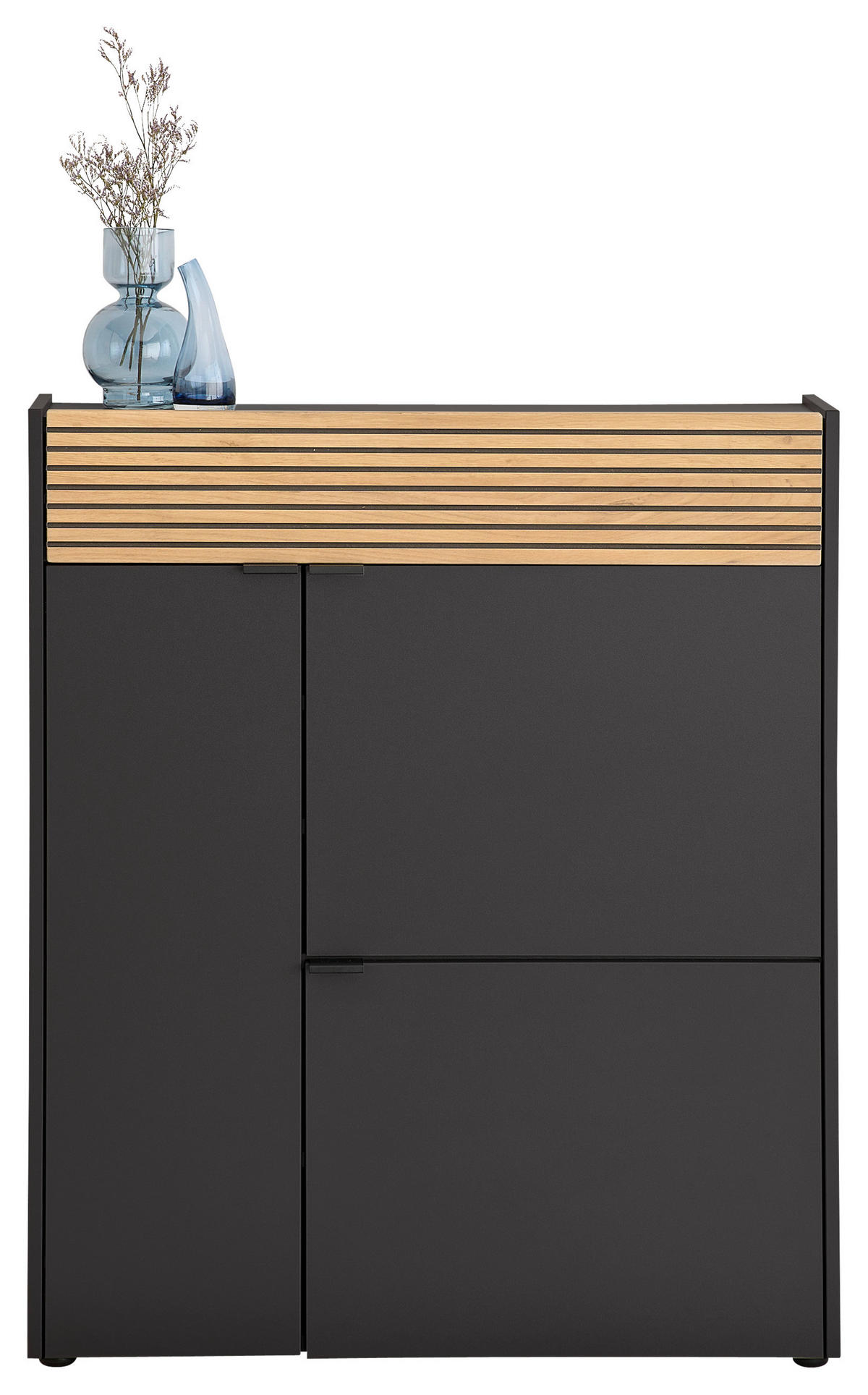 SCHUHSCHRANK  in 83/99/22 cm  - Eichefarben/Schwarz, Design, Holzwerkstoff/Kunststoff (83/99/22cm) - Voleo