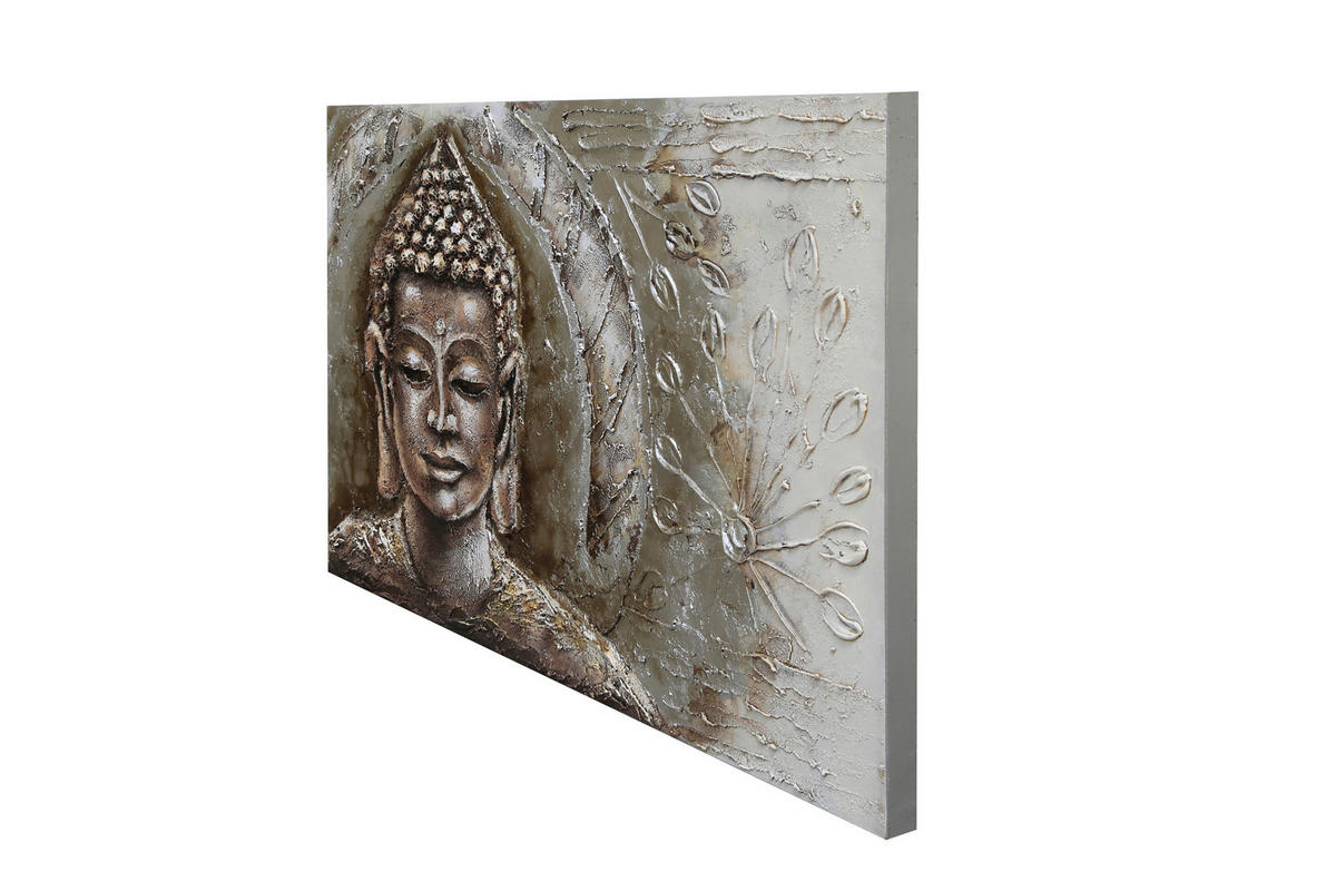 ÖLGEMÄLDE Buddha  - Multicolor, LIFESTYLE, Holz/Textil (100qm) - Monee