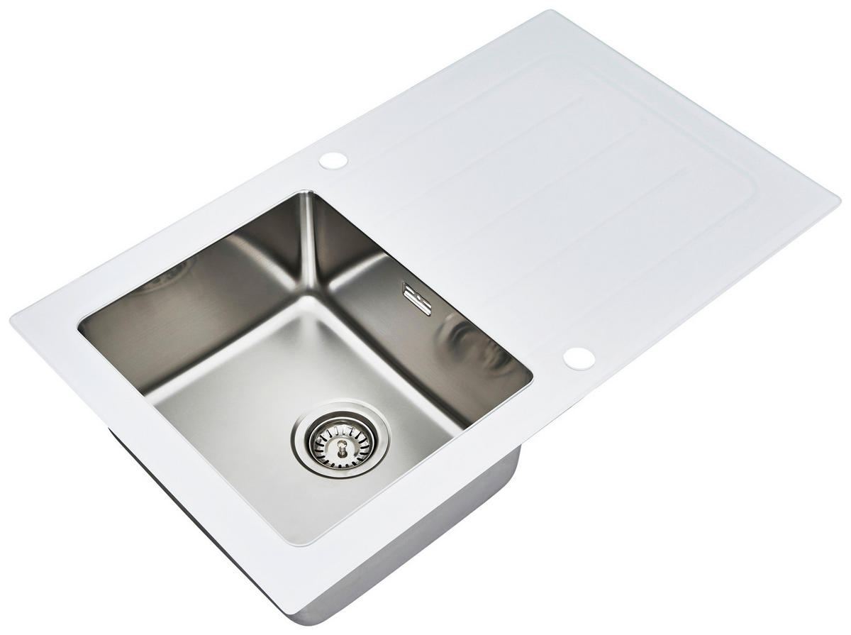 SPÜLE 1720NEWYORK86X50W  - Weiß, Trend, Glas/Metall (86/21/50cm) - Respekta