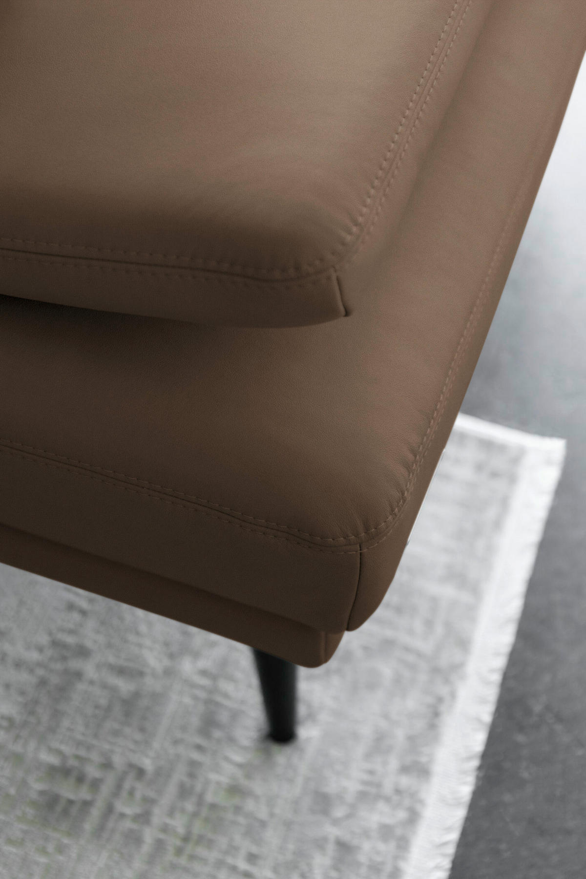 ECKSOFA Echtleder Braun  - Schwarz/Braun, Konventionell, Leder/Metall (301/180cm) - Joop!