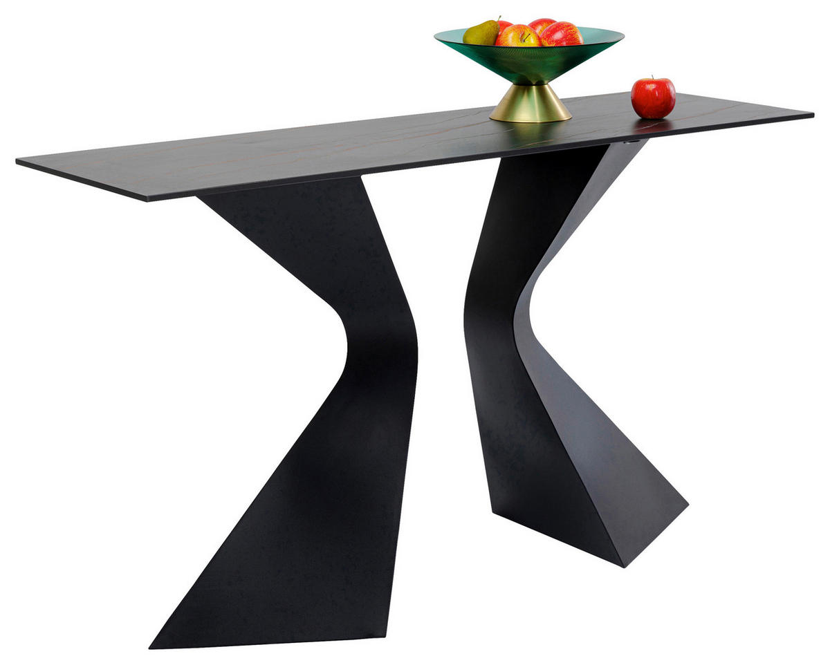 KONSOLENTISCH Schwarz  - Schwarz, Basics, Keramik/Metall (140/45/81cm) - Kare-Design