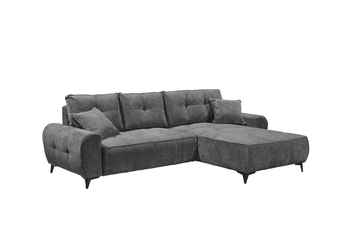 ECKSOFA Webstoff Anthrazit  - Anthrazit/Schwarz, Modern, Kunststoff/Textil (284/191cm) - MID.YOU