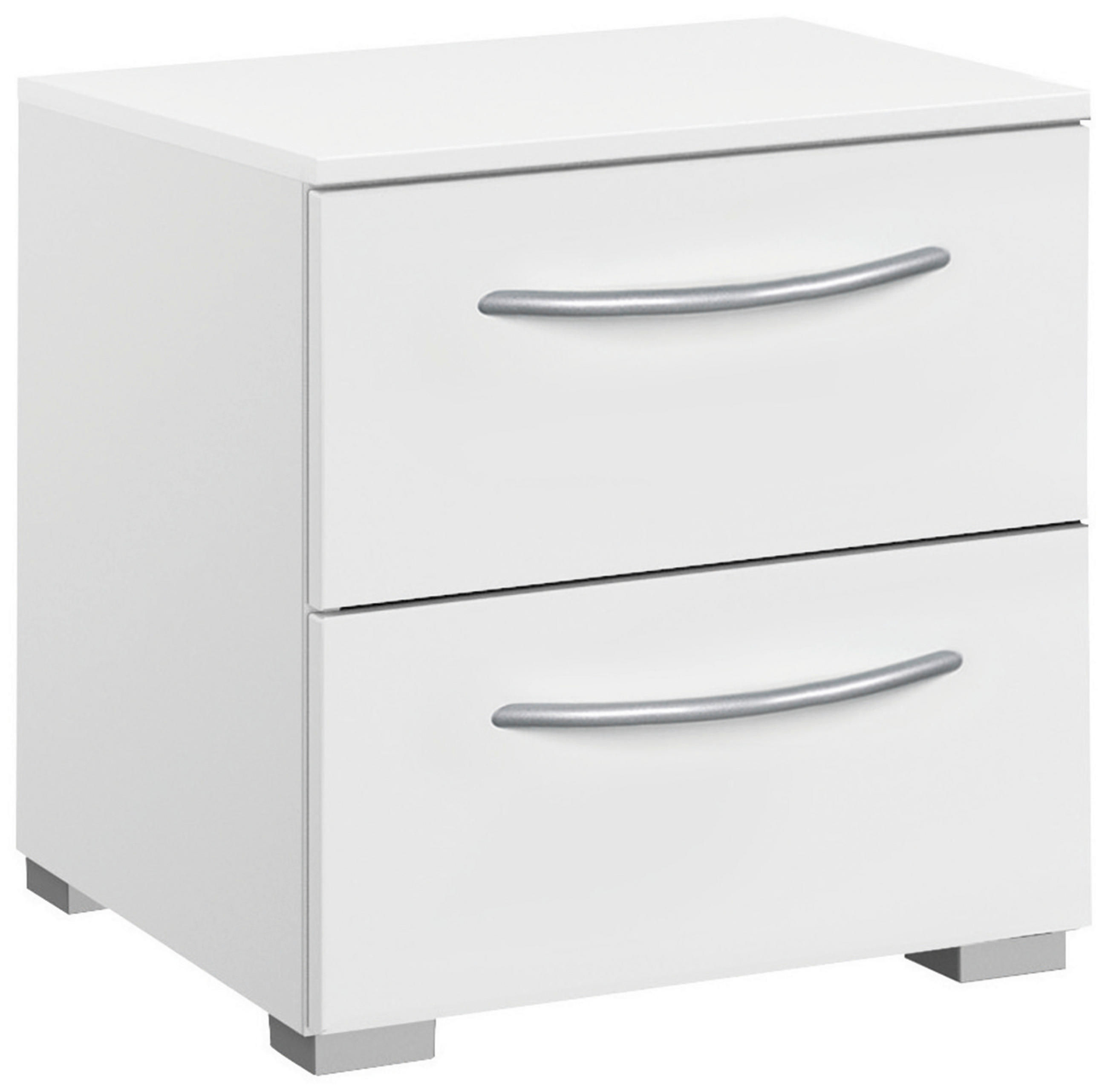 NACHTSCHRANK Weiß - Silberfarben/Alufarben, Design, Kunststoff/Metall (40/49/42cm) - Novel